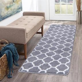 img 4 attached to 🚪 Iwanda Grey Indoor Doormat Runner - 20"x59", Non Slip & Machine Washable, Super Absorbent Entryway Floor Mat with Mud Trapper Feature