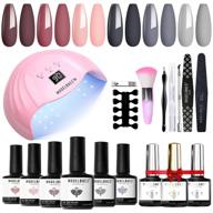 💅 modelones gel nail polish kit: 6 colors with 48w uv light - perfect starter kit for beginners with led nail lamp, glossy & matte top/ base coat, no wipe formula & professional manicure tools logo