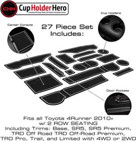 img 2 attached to 🚗 Аксессуары для Toyota 4Runner 2010-2022: вставки для подстаканников CupHolderHero Premium с антискользящим покрытием, коврики для средней консоли, вставки для карманов дверей - комплект из 27 штук (2 ряда сидений, белая отделка)