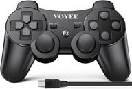 🎮 upgraded voyee wireless controller for playstation 3 ps3, with joystick enhancements/rechargeable battery/motion control/double shock (black) logo