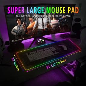 img 3 attached to Улучшите свой игровой опыт с RGB игровым ковриком для мыши - размер XL (31,5 X 12 дюймов) и 11 режимами подсветки!