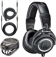 audio-technica ath-m50x professional monitor headphones + slappa full-sized hardbody pro headphone case bundle logo