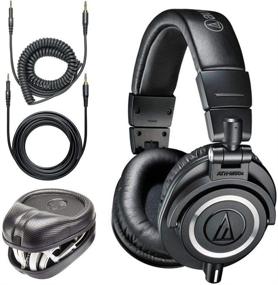 img 4 attached to Audio-Technica ATH-M50x Professional Monitor Headphones + Slappa Full-Sized HardBody PRO Headphone Case Bundle