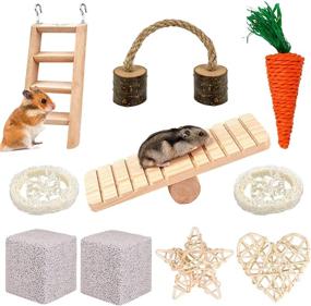 img 4 attached to 🐹 YUEPET Natural Wooden Seesaw Ladder Chew Toys - Ideal Accessories for Chinchillas, Guinea Pigs, Gerbils, and Hamsters - Promote Dental Health and Playful Exercise (Pack of 10)
