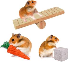 img 1 attached to 🐹 YUEPET Natural Wooden Seesaw Ladder Chew Toys - Ideal Accessories for Chinchillas, Guinea Pigs, Gerbils, and Hamsters - Promote Dental Health and Playful Exercise (Pack of 10)