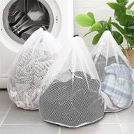 🧺 jeetee heavy duty diamond mesh laundry bag, pack of 3 - 23.6x31.5 inches, sturdy & large wash bag, durable drawstring bag for college & apartment dweller; ideal machine washable laundry bag logo