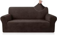 🛋️ dark brown velvet loveseat couch cover - comfy velour slipcover for 2 cushion sofa, furniture protector for kids, pets, dogs logo