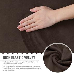 img 1 attached to 🛋️ Dark Brown Velvet Loveseat Couch Cover - Comfy Velour Slipcover for 2 Cushion Sofa, Furniture Protector for Kids, Pets, Dogs