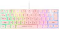 🎮 vibrant 61-key rgb gaming keyboard: wired backlit mini keyboard for pc/mac/linux/laptop - pink logo