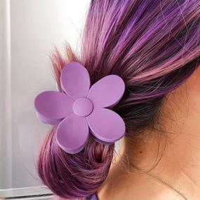 img 2 attached to 🌸 Wgluupk Flower Claw Clip: Large Non-Slip Hair Clips for Thick Hair - 7 Packs with 7 Colors; Perfect Birthday Gifts for Women