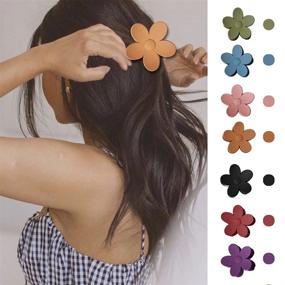 img 3 attached to 🌸 Wgluupk Flower Claw Clip: Large Non-Slip Hair Clips for Thick Hair - 7 Packs with 7 Colors; Perfect Birthday Gifts for Women