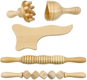 img 4 attached to 🌿 Goodtar Accessories Maderotherapy Anti Cellulite Massage Set with Wooden Roller for Lymphatic Drainage Tool - 5 in 1 Maderoterapia Kit