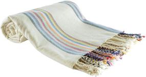 img 4 attached to ONESE Turkish Towels: Oversized 70x40 inch Beach Towels - Premium Quality Turkish Bath Towels and Sand Cloud Towel - Vibrant PALE Rainbow Design