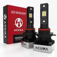 acuma 9006 hb4 led headlight bulbs, 10000lm super bright acme-xs led chips, compatible for low beam,high beam,foglight,ip68 waterproof, 6000k cool white, easy installation logo