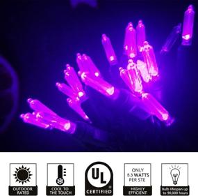 img 3 attached to 🎄 UL Certified Waterproof Purple Xmas Lights - 17ft 50 Counts LED Green Wire Mini String lights for Indoor Outdoor Xmas Tree Wedding Halloween Decoration