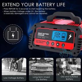 img 1 attached to 🔋 LEICESTERCN Car Battery Charger: Smart 12V 24V Automotive Maintainer with LCD, Repair Function - Ideal for Motorcycle, Automobiles, Boats, Tractors, Snowmobiles, and More