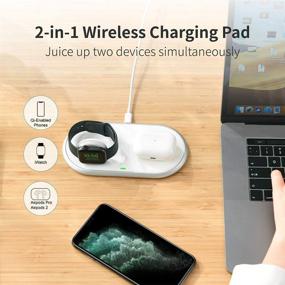 img 2 attached to 🔌 2-in-1 Wireless Charging Station with Apple Watch Charger - MFi Certified, Compatible with iPhone 12/SE 2020/11/XS/X, iWatch SE/6/5/4/3/2/1, Airpods (Adapter Included)