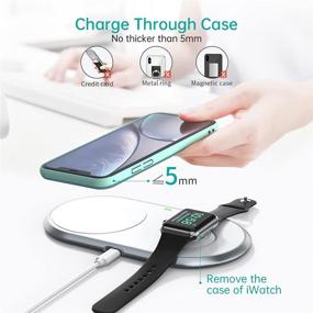 img 1 attached to 🔌 2-in-1 Wireless Charging Station with Apple Watch Charger - MFi Certified, Compatible with iPhone 12/SE 2020/11/XS/X, iWatch SE/6/5/4/3/2/1, Airpods (Adapter Included)