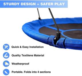 img 3 attached to 🛸 RedSwing 40” Flying Saucer Tree Swing for Kids Outdoor - Large Round Tire Swings for Trees and Swingset, Heavy Duty & Strong - 500LBS Weight Capacity - Blue