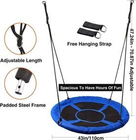 img 1 attached to 🛸 RedSwing 40” Flying Saucer Tree Swing for Kids Outdoor - Large Round Tire Swings for Trees and Swingset, Heavy Duty & Strong - 500LBS Weight Capacity - Blue