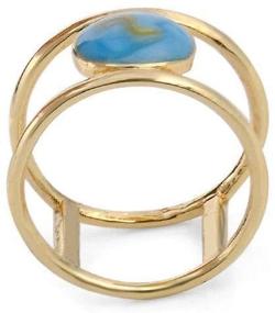 img 1 attached to 💍 Stunning MAIHAO Jewelry: 18K Gold Filled Huge Turquoise Wedding Anniversary Ring in Size 6-10 (US Code 7)