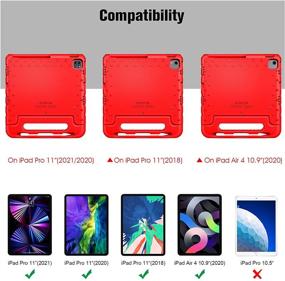 img 2 attached to 📱 Fintie iPad Air 4th Gen & iPad Pro 11 Case - Kid-Friendly Lightweight Shockproof Cover with Stand, Pencil Holder (Red)