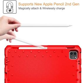 img 3 attached to 📱 Fintie iPad Air 4th Gen & iPad Pro 11 Case - Kid-Friendly Lightweight Shockproof Cover with Stand, Pencil Holder (Red)