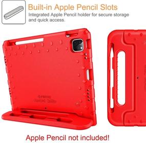 img 1 attached to 📱 Fintie iPad Air 4th Gen & iPad Pro 11 Case - Kid-Friendly Lightweight Shockproof Cover with Stand, Pencil Holder (Red)