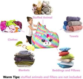 img 2 attached to 🦄 MHJY Unicorn Bean Bag Stuffed Animal Storage: Plush Toy Blankets Organizing Beanbag Chair Cover for Kids (Beans Not Included)