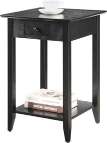 img 3 attached to 🖤 Black End Table with Drawer and Shelf by Convenience Concepts - American Heritage Collection