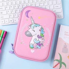 img 2 attached to 🦄 SOOCUTE Moon Unicorn Pencil Case with Pop-Out Design, Large Capacity Holder for Girls, Kids, Toddlers – Ideal for School, Office, College (Light Pink)