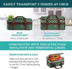 img 3 attached to 🍽️ Rachael Ray 5051RR2797 Lasagna Lugger: Forest Green Plaid, 16.5 x 10.75 x 6.5 - Conveniently Transport Your Lasagna