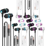 8 pairs of vpb earbud headphones with remote & microphone - high-quality in-ear earphones for ios and android smartphones, laptops - stereo sound, noise isolation, tangle-free (mixed color) logo