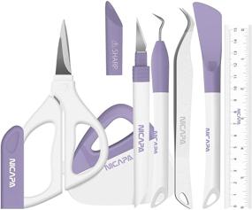 img 4 attached to Nicapa Craft Weeding Vinyl Cardstock Tools Kit – Essential Set for Silhouette/Siser/Oracal 631 651 751 Vinyl (Purple)