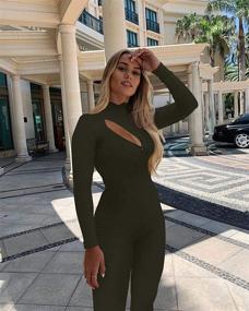 img 2 attached to TOB Sleeves Turtleneck Jumpsuit Playsuit Women's Clothing for Jumpsuits, Rompers & Overalls