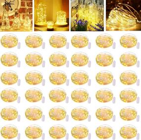 img 4 attached to 🌟 36-Pack of Smilingtown Starry Fairy String Lights, 20 LEDs per Strand, 7.2ft Firefly Copper Wire Lights - Battery Powered for Wedding Party, Table Centerpiece, Halloween, Christmas Decorations - Warm White