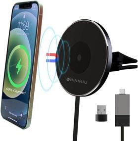 img 4 attached to 🚗 15W Magnetic Wireless Magsafe Car Charger for iPhone 12-13, Car Mount with Mag Safe for iPhone 12 Mini, BININIU Air Vent Car Mount Charger for iPhone 12-13 Pro/12 Pro Max/12 Mini