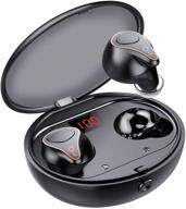 🎧 nyz wireless earbuds 2021 upgraded - true wireless bluetooth earbuds with hi-fi stereo bass, led display charging case, mic, cvc 8.0, and in-ear protection for work, travel, gym logo