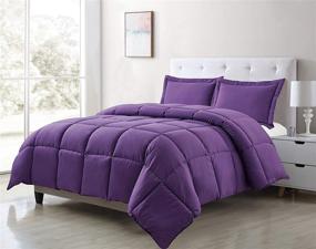 img 1 attached to 🌟 Premium Purple All Season Comforter Set: Hypoallergenic Plush Microfiber Fill, Twin Size with Matching Pillowcases