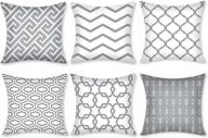 gusgopo throw pillow covers 18 x 18 set of 6 - modern decorative geometry outdoor square cushion cases for couch sofa bedroom car in grey logo