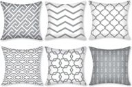 gusgopo throw pillow covers 18 x 18 set of 6 - modern decorative geometry outdoor square cushion cases for couch sofa bedroom car in grey логотип