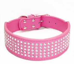 img 3 attached to 🐶 BTDCFY Rhinestone Dog Collar - 2" Wide PU Leather with Crystal Diamonds, 5 Rows Sparkling Crystals, for Medium and Large Dogs