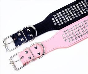 img 1 attached to 🐶 BTDCFY Rhinestone Dog Collar - 2" Wide PU Leather with Crystal Diamonds, 5 Rows Sparkling Crystals, for Medium and Large Dogs