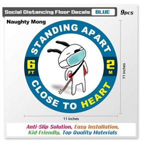 img 3 attached to 👯 Naughty Mong Social Distancing Floor Decals: Stand Apart Close to Heart - 9 Pcs Fun Stickers & Thank You Sticker – Child-Friendly Doodle Design – 11-Inch Anti-Slip Vinyl Stickers With Scraper