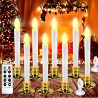 8 pack flameless taper candles with timer remote, battery operated led candle lights for christmas window decorations, electric window lights with suction cups логотип