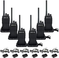 📻 retevis rt17 long range walkie talkies, rechargeable two way radios with charger base, portable 2 way radios for adults school church business construction(6 pack) - with earpieces mic logo