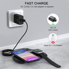 img 2 attached to 🔌 2-in-1 Wireless Charging Station Stand for iPhone 12/12 Pro/12 Pro Max/12 mini/11/11 Pro/SE/X/XR, with iWatch SE/6/5/4/3/2/Airpods 1/2/Pro - Includes QC 3.0 Adapter