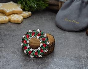 img 1 attached to 🎅 RareLove Vintage Christmas Wreath Brooch: Red Green Rhinestone Crystal Holiday Pin for Women & Girls, Silver Plated Alloy Jewelry