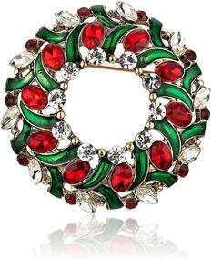 img 4 attached to 🎅 RareLove Vintage Christmas Wreath Brooch: Red Green Rhinestone Crystal Holiday Pin for Women & Girls, Silver Plated Alloy Jewelry