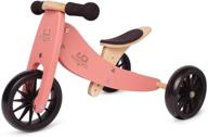 kinderfeets tinytot 2-in-1 wooden balance bike and tricycle - convertible bike trike, sustainable & eco-friendly ride-on toy for kids and toddlers (coral) logo